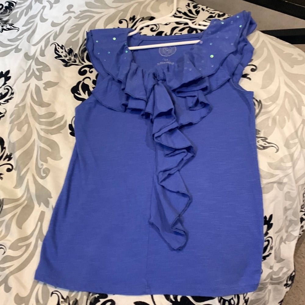 Cobalt blue ruffle shirt